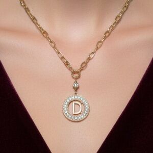 NWT Gold Pendant Necklace with Initial Charm D 17inch